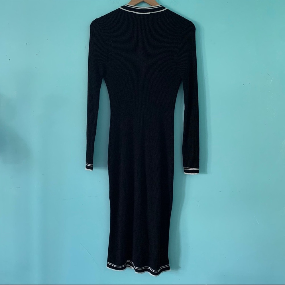 White House Black Market Wool Blend Ribbed Stripe Trim Knit Duster Cardigan - Picture 2 of 7